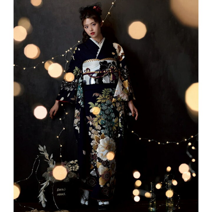 楽天市場】未仕立て 振袖 22点セット「Dear 墨黒 牡丹と藤花」仮絵羽  