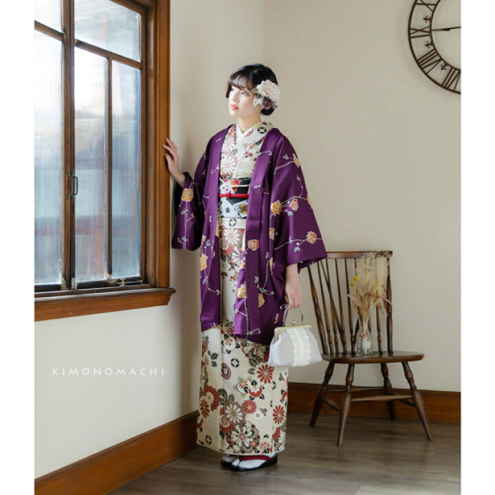 楽天市場】羽織 単品 KIMONOMACHI オリジナル 「ばら 紫色 