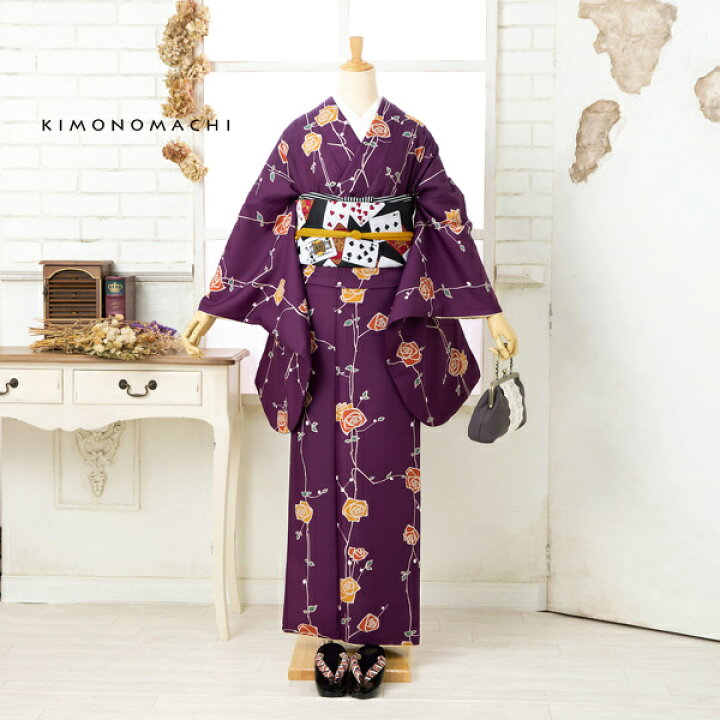 楽天市場】二尺袖着物 単品「ばら紫色」KIMONOMACHIオリジナル お 