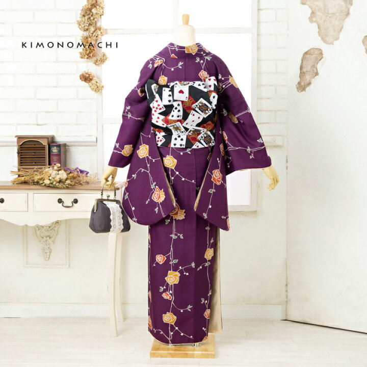 楽天市場】(卒業式COUPON最大20%OFF3/31迄)二尺袖着物 単品「ばら紫色 