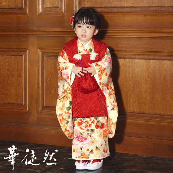 七五三 JAPAN STYLE 3歳 女の子 着物（被布コート）セット-