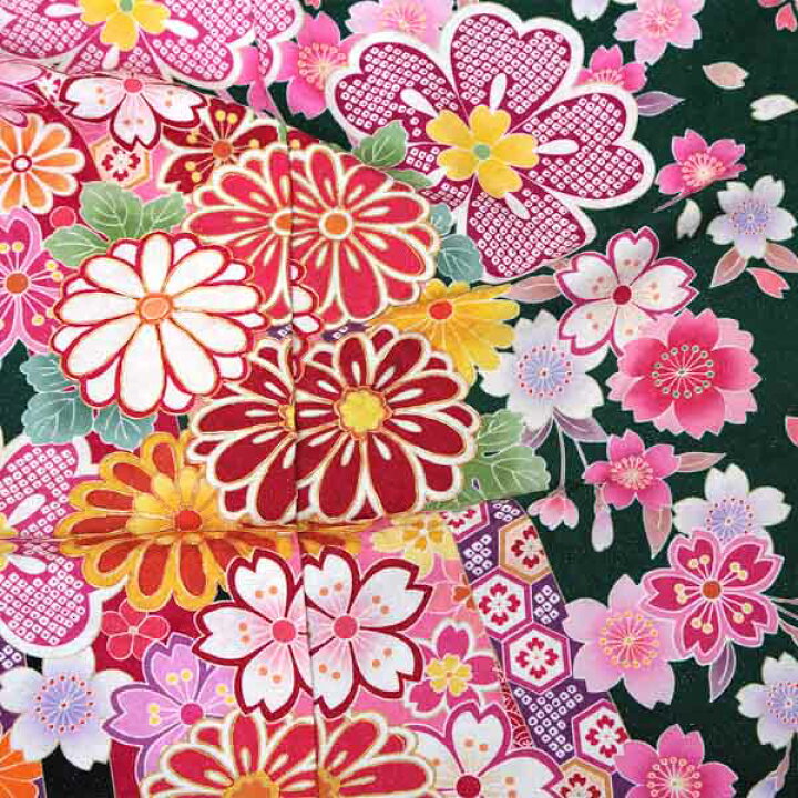 楽天市場】未仕立て 振袖 単品 「緑 桜と菊に熨斗」 仮絵羽 振り袖 