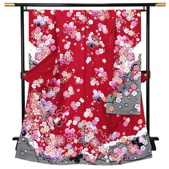 楽天市場】未仕立て 振袖 単品 「赤地 桜に手毬」 仮絵羽 振り袖 正絹 