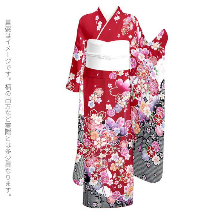 楽天市場】未仕立て 振袖 単品 「赤地 桜に手毬」 仮絵羽 振り袖 正絹 