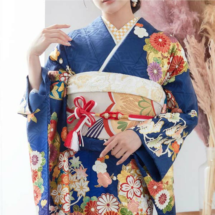 楽天市場】未仕立て 振袖 22点セット「紺 吉澤の本格型友禅 四君子」仮 