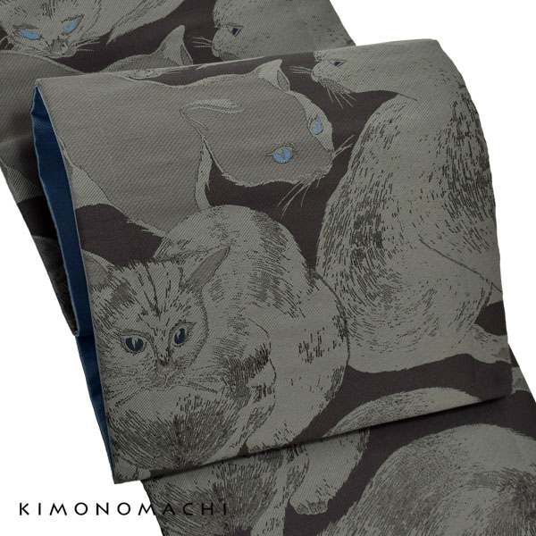 楽天市場】京袋帯 単品 数量限定 KIMONOMACHI オリジナル 「薄暮の灰猫