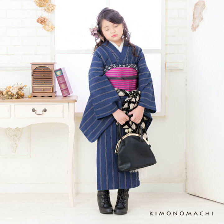 楽天市場】こども 木綿着物とポリエステル単帯の子ども用着物セット 