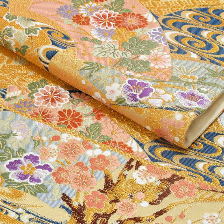 楽天市場】西陣織 袋帯 長尺 単品 お仕立て上がり「観世水、扇に吉祥  