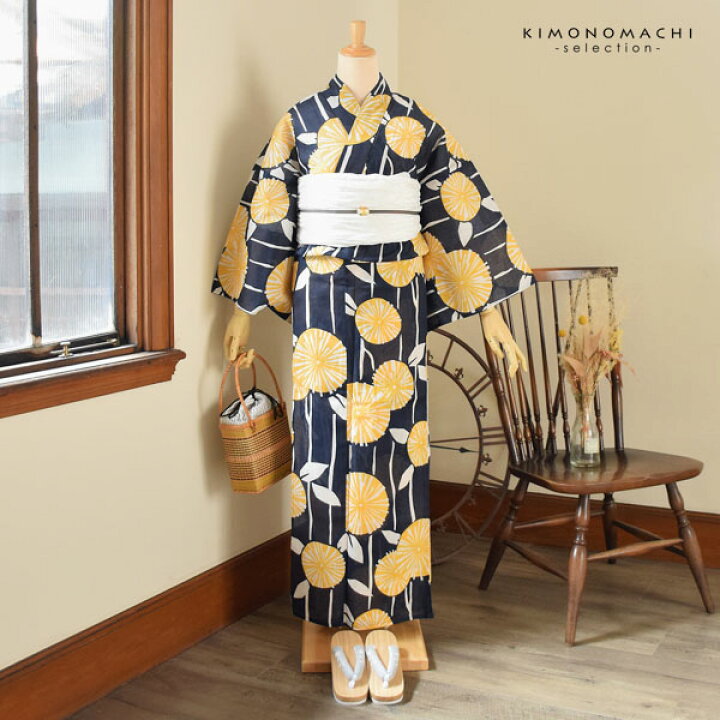 楽天市場】浴衣 レディース 単品 お仕立て上がり浴衣 プレタ「紺地 黄  