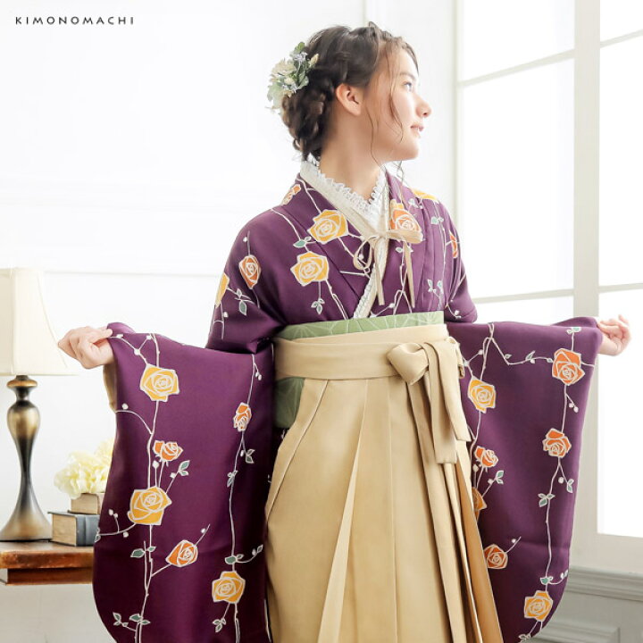 楽天市場】袴 セット 卒業式 女性 4点セット「二尺袖：ばら 紫色＋袴 