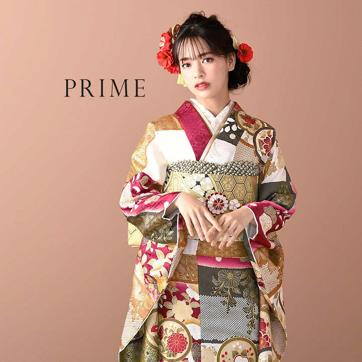 楽天市場】未仕立て 振袖 22点セット「PRIME 赤 段違いに花丸文」仮絵 