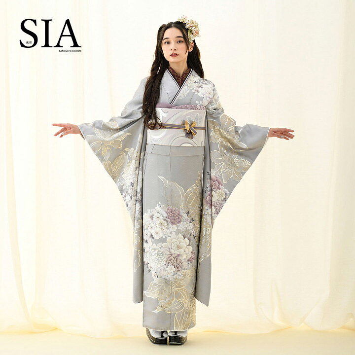 楽天市場】未仕立て 振袖 22点セット「SIA グレー 百合に花丸文」仮絵 