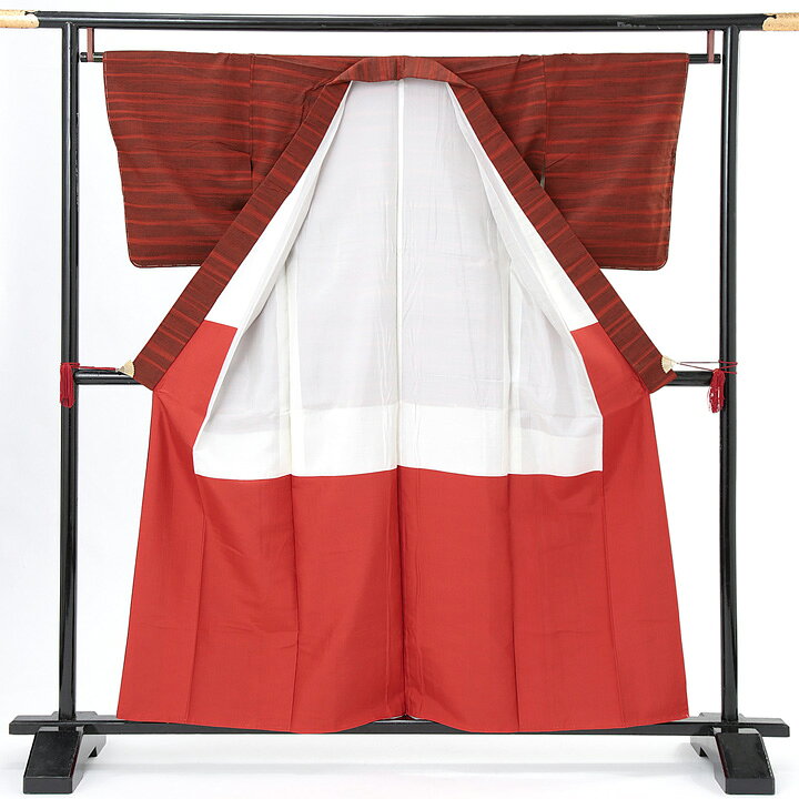 楽天市場】【中古品】仕立て上がり 袷着物「レッド 霞模様」小紋 正絹 