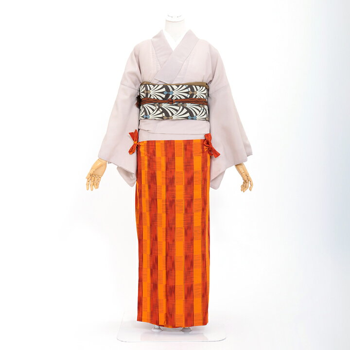 楽天市場】【中古品】道行コート「格子縞 真朱×橙」着物コート 和装  