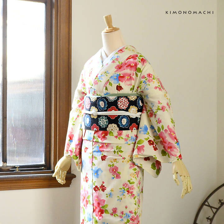 楽天市場】洗える着物 木綿着物と木綿名古屋帯の2点セット「木綿着物  