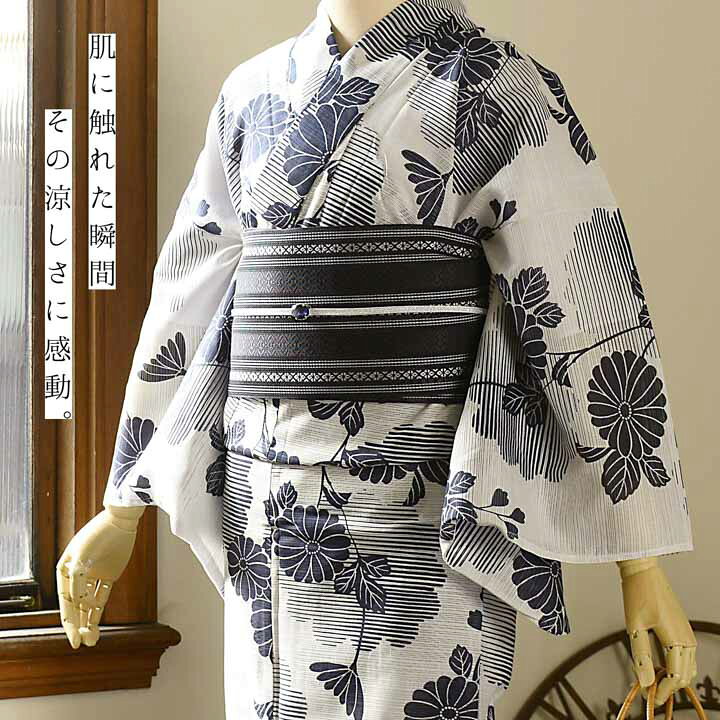 楽天市場】浴衣 レディース 単品 お仕立て上がり浴衣 綿絽浴衣「菊に 