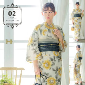 浴衣 レディース 大きいサイズ 女性浴衣単品「糸菊に菊花紋・向日葵・雪輪に花の丸・秋草に虫かご」3L/4L KIMONOMACHI 京都きもの町 オリジナル 綿 大人可愛い レトロ モダン かわいい 個性的 花火大会 夏祭り 女性用浴衣 ゆかた【メール便不可】ss2603ykl10