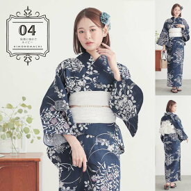 セパレート レディース浴衣 2点セット（二部式浴衣＋しわ兵児帯)「糸菊に菊花紋・向日葵・雪輪に花の丸・秋草に虫かご」 Fサイズ きもの町オリジナル KIMONOMACHI 綿 大人可愛い レトロ モダン 花火大会【メール便不可】