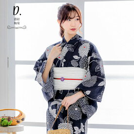 セパレート レディース浴衣 2点セット（二部式浴衣＋しわ兵児帯)「百合・菊・七宝、手毬・ 鞠菊・紅椿」Fサイズ ポリエステル浴衣 プレタ浴衣 お仕立て上がり浴衣 大人浴衣 女性用 女性浴衣 ゆかた【メール便不可】