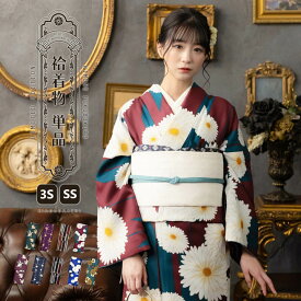 洗える着物 袷着物単品「ストライプブーケ・ばら・ラインカラー・矢羽根に菊・梅」KIMONOMACHI オリジナル 3S/SS サイズ 小さいサイズ 小紋 カジュアル着物 袷着物 レディース キモノ kimono【メール便不可】ss2512kck10