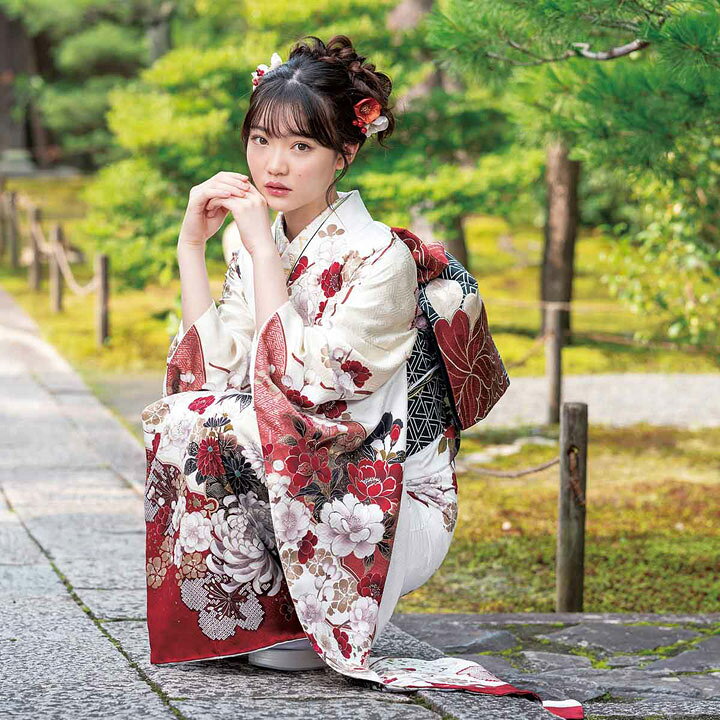 楽天市場】未仕立て 振袖 22点セット「SACRA 白 牡丹に桜 雪輪」仮絵羽 