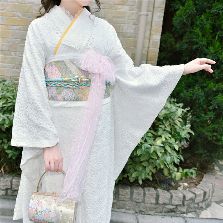 楽天市場】振袖 レース振袖 和服 和装 成人式 お着物 白 レース 総 