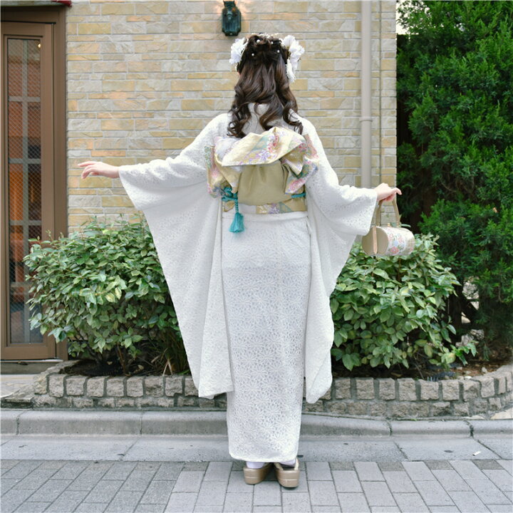 楽天市場】振袖 レース振袖 和服 和装 成人式 お着物 白 レース 総  