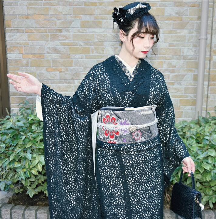 楽天市場】振袖 レース振袖 成人式 和服 和装 レディース お着物 白 黒 