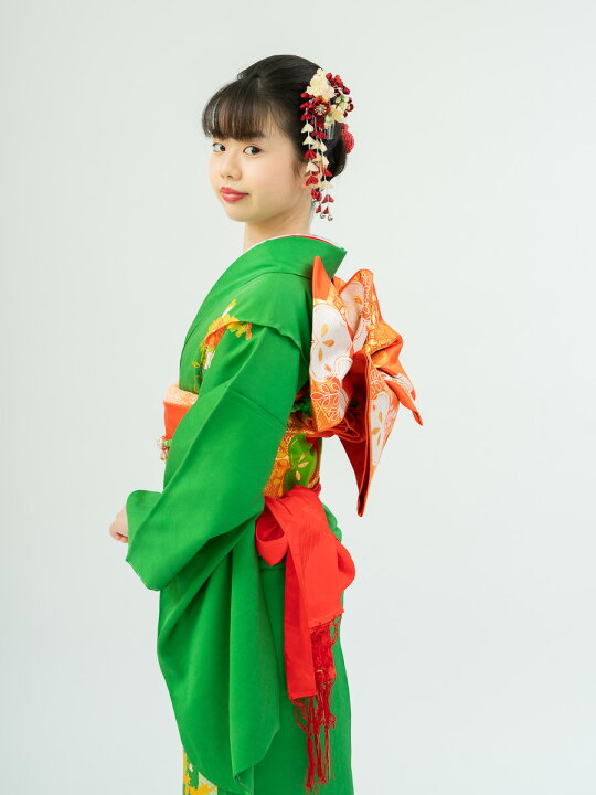 楽天市場】【レンタル】十三参り女の子の高級着物 緑色の十三参り  