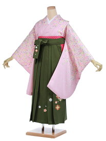 小学生 卒業式 袴セット レンタル 女の子 C101ピンク小花×緑袴 着物レンタル 袴レンタル 小学校卒業式 ジュニア着物レンタル 小学生 卒業式 袴 レンタル 卒業式袴セット小学生 小学校卒業式 袴セット 【レンタル】