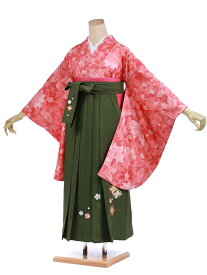 小学生 卒業式 袴セット レンタル 女の子 C102ピンク花×緑袴 着物レンタル 袴レンタル 小学校卒業式 ジュニア着物レンタル 小学生 卒業式 袴 レンタル 卒業式袴セット小学生 小学校卒業式 袴セット 【レンタル】