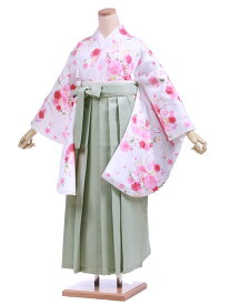 小学生 卒業式 袴セット レンタル 女の子 C124白花×グリーン袴 着物レンタル 袴レンタル 小学校卒業式 ジュニア着物レンタル 小学生 卒業式 袴 レンタル 卒業式袴セット小学生 小学校卒業式 袴セット 【レンタル】