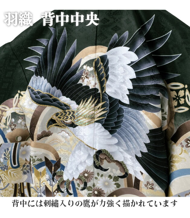 楽天市場】七五三 着物 男の子 五歳 13点フルセット 光 鷹 丸輪 緑 