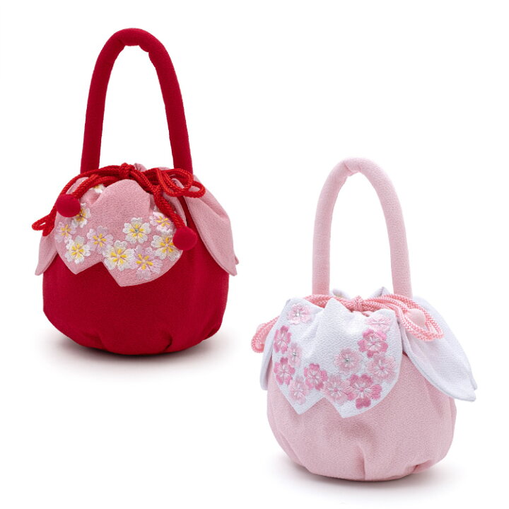楽天市場】七五三 3歳 7歳 巾着 単品 全2色 赤 レッド ピンク 