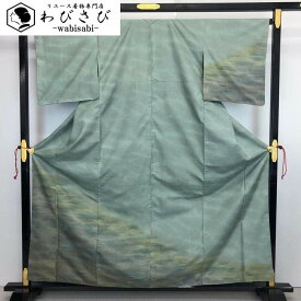 【お得なクーポン配布中】 付下げ 染大島 裏葉色 上品な暈し トールサイズ ガード加工 K-3517 着物 きもの kimono 和服 和装 中古 リサイクル着物 【送料無料】