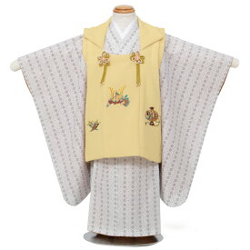 【レンタル】 七五三 男の子 被布 9点セット 被布レンタル フルセット sbw3267 【往復送料無料】 三歳 男児 被布 100cm 七五三着物 白 クリーム 兜 幾何学 被布 3歳 ジュニア レンタル着物 七五三 753 前撮り