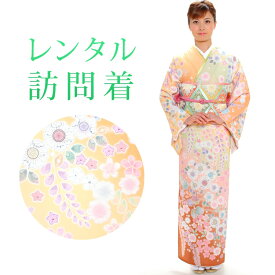 【期間限定クーポン配布中】【レンタル】 訪問着 18点セット 訪問着レンタル フルセット h125 【往復送料無料】 訪問着 袷 Mサイズ レンタル 訪問着 オレンジ 辻が花 レンタル着物 結婚式 披露宴 お宮参り 七五三 入学式 卒業式
