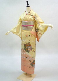 【レンタル】 訪問着 18点セット 訪問着レンタル フルセット hs006 【往復送料無料】 訪問着 単衣 Mサイズ レンタル 訪問着 黄 イエロー 花柄 古典 訪問着 6月 9月 レディース レンタル着物 結婚式 披露宴 謝恩会 お宮参り 七五三