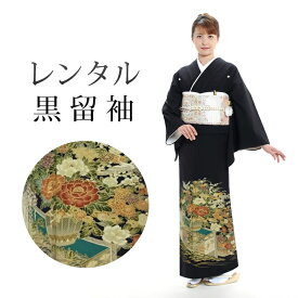 【レンタル】 黒留袖 18点セット 留袖レンタル フルセット t5-107 【往復送料無料】 50代 60代 黒留袖 Mサイズ レンタル 黒留袖 正絹 緑 花かご 黒留袖 レディース レンタル着物 結婚式 披露宴 観劇 参列
