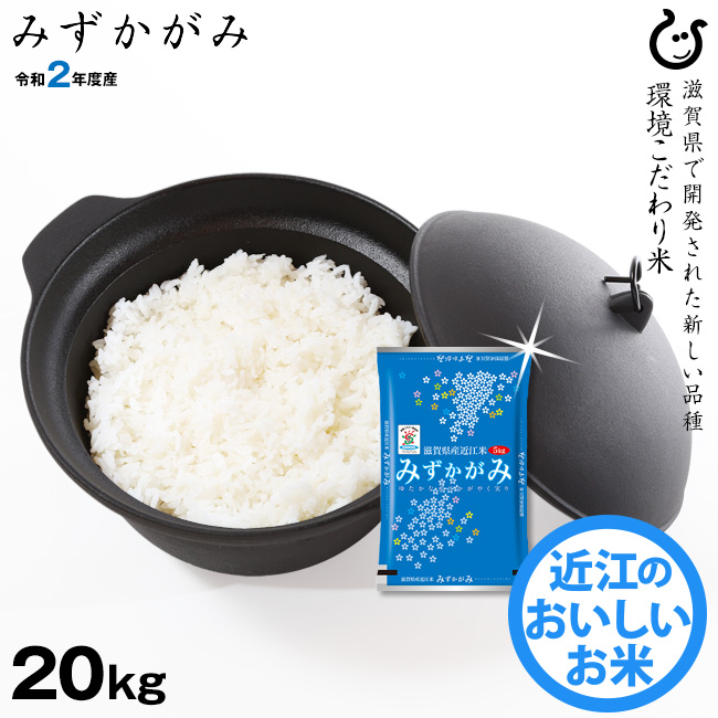 みずかがみ は 滋賀県で開発された新しいお米 玄米のまま20kgまたは精米済み白米20kg 2020新作 環境こだわり米 送料無料 デポー 令和2年 滋賀県産
