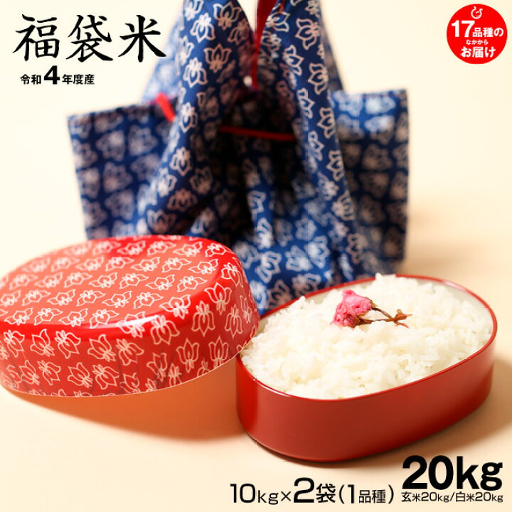福袋米 20kg(10kg×2袋) 白米 玄米 お米 令和4年 滋賀県産 1品種でのお届けとなります 近江の国から木村商店