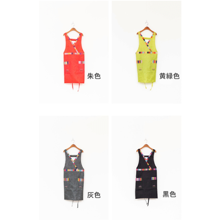 楽天市場】韓国直輸入 高級 セットンエプロン 全15カラー 花刺繍 V