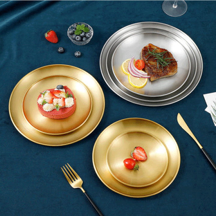 楽天市場】韓国直輸入！ 韓国式 ステンレス お皿 ゴールド シルバー 全