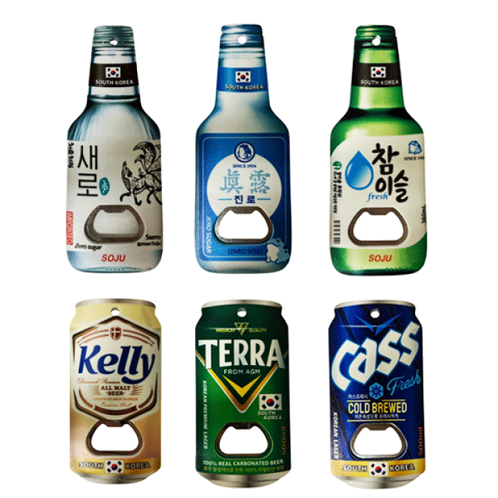 楽天市場】韓国 焼酎 ビール 栓抜き 磁石付き 全6種 送料無料 お酒 酒