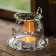 [届いてすぐ使える] ガラス 茶香炉 セット (茶葉・キャンドル付) 送料無料 ほうじ器 アロマポット お茶 …