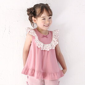 【FINAL SALE 60%OFF】Biquette Club (ビケットクラブ ) 刺繍フリルノースリーブ (80〜140cm) 女の子 80 90 100 110 120 130 140 キムラタン 子供服