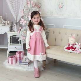 【20%OFF SALE】coeur a coeur (クーラクール ) ボアうさぎちゃんドッキングワンピース (90〜110cm) 女の子 90 100 110 キムラタン 子供服 こども 子ども キッズ ワンピ ふんわり リボン かわいい 秋冬ファッション クリスマスプレゼント 送料無料 フリフリ