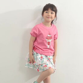 【FINAL SALE 30%OFF】n.o.u.s (ノウズ ) 半袖Tシャツ (80〜140cm) 女の子 80 90 100 110 120 130 140 キムラタン 子供服 遠足 通園 通学 保育園 孫 プレゼント ギフト お誕生日 お祝い 姉妹 夏 夏休み 海 アイスクリーム プリントTシャツ リボン パフェ