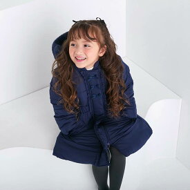 Biquette Club (ビケットクラブ ) ロングコート (90〜140cm) 女の子 90 100 110 120 130 140 キムラタン 子供服 防寒 リボン フリル かわいい 通園 通学 フード 取り外し可 送料無料
