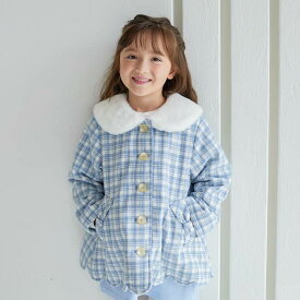 【Final SALE 40%OFF】Biquette Club (ビケットクラブ ) あったか中綿チェック柄コート(90〜140cm) 女の子 90 100 110 120 130 140 キムラタン 子供服 | 長袖 キッズ おでかけ 子ども服 こども服 こどもふく 服 女児 トップス 人気 ふわふわ 襟 リボンポケット